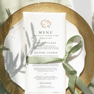 Cartão do menu do casamento da lagoa de Koi