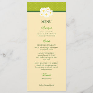 Cartão do menu do casamento do buquê da margarid