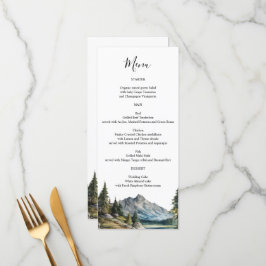 Cartão do menu Mountain Lake personalizado no vers