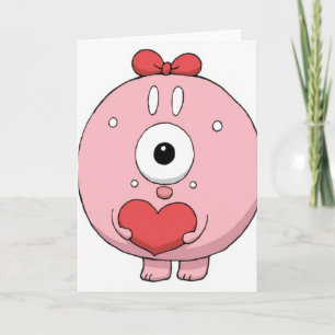 Cartão do Monstro do Amor Coração Rosa