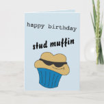 Cartão do muffin do parafuso prisioneiro do feliz<br><div class="desc">Cartão cómico para ele. Produtos de harmonização disponíveis em minha loja. Obrigados:)</div>