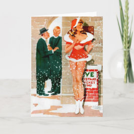 Cartão do Natal da menina do Pin-Acima do papai