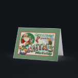 Cartão do Natal da oficina do papai noel do<br><div class="desc">Cartão retro/natal vintage.  Imagens maravilhosas da oficina do papai noel!  Cumprimentos da oficina do papai noel!</div>