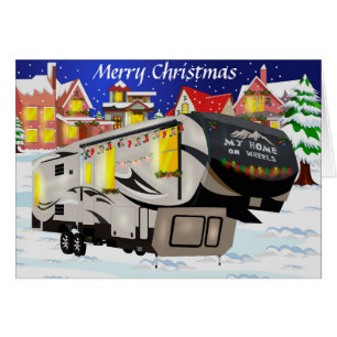 Cartão do Natal e do feriado do rv com 5a roda