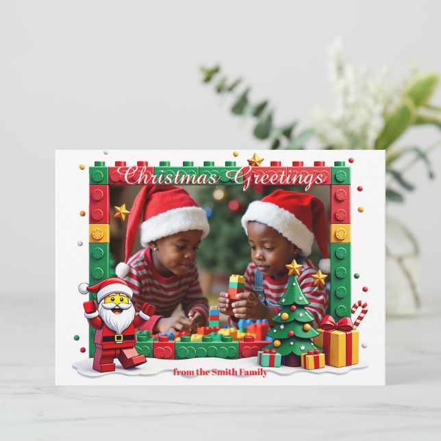 cartão do Natal Pequenos Construtores do Papai Noe (Em pé/Frente)