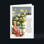 Cartão do natal vintage da árvore de Natal de O<br><div class="desc">O anjo doce que senta e silenciosamente olha a árvore de Natal iluminada por velas nas madeiras nevado foi alterado de um bocado de coisas efêmeras alemãs do Natal. O texto interno pode ser mudado para personsalize o (o uso Zazzle "o personaliza" característica) ou ser suprimido inteiramente, para notas escritas...</div>