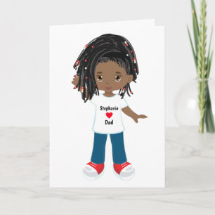 Cartão do Pai de Menina Negra para Pai