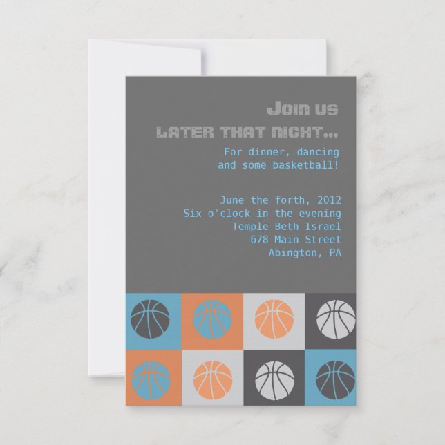 Cartão do Partido Bat Mitzvah do Bar BASKETBALL LE (Frente)