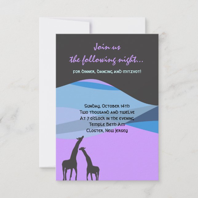 Cartão do Partido da Recepção do Bat Mitzvah do Ba (Frente)