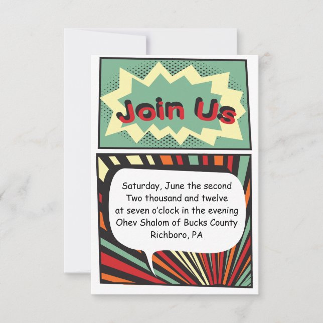 Cartão do partido de recepção de Mitzvah do bar da (Frente)