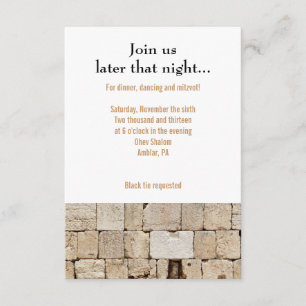 Cartão do partido de recepção do Bar WALL Bat Mitz