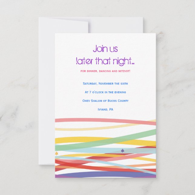 Cartão do Partido do Bar Mitzvah Simples Linhas Ba (Frente)