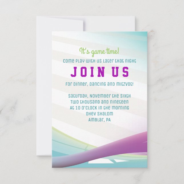 Cartão do partido do convite de Mitzvah do bar da (Frente)