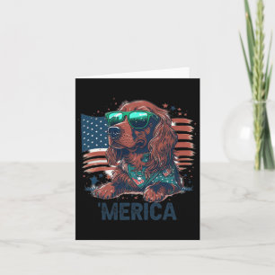 Cartão Do Patriótico Irlandês Setter Dog Merica