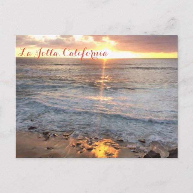Cartão do por do sol da praia de La Jolla, (Frente)
