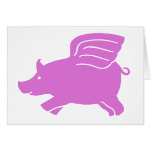 Cartão do porco do vôo - rosa