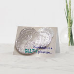 Cartão do prazer de Hanukkah Gelty<br><div class="desc">Chanukah,  Hanukkah,  cartão de Hanukah lê: Hanukkah é um prazer de Gelt-y. Personalize e personalize.</div>