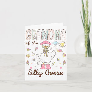 Cartão Do Primeiro Aniversário da Vovó Silly Goose Famíli