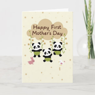 Cartão do Primeiro Dia das Mães Urso Filhote