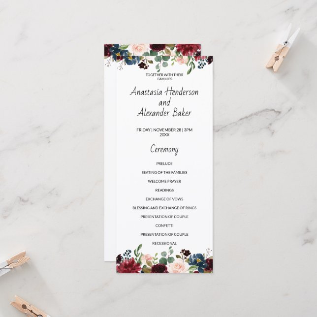 Cartão do Programa de Casamento. (Frente/Verso In Situ)