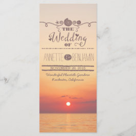 Cartão do programa de casamento da praia de Sunset