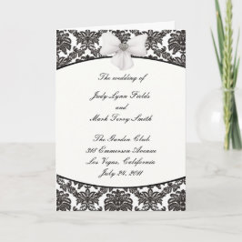 Cartão do programa de casamento Damask Elegance