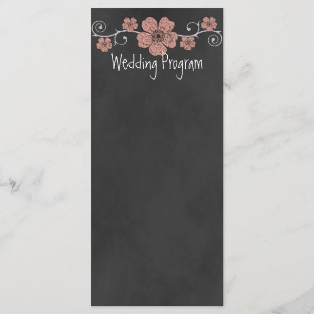 Cartão do Programa de Casamento de Chalkboard para (Frente)