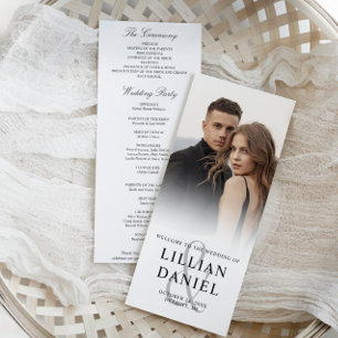 Cartão do Programa de Casamento de Fotos Elegante