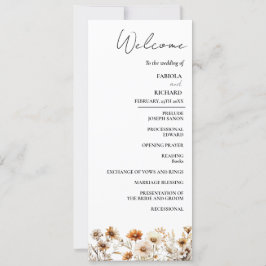 Cartão do Programa de Casamento de Ivory Wildflowe