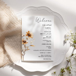 Cartão do Programa de Casamento de Ivory Wildflowe