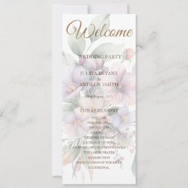 cartão do programa de casamento floral elegante de