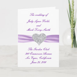 Cartão do Programa de Casamento Roxo Diamond Heart