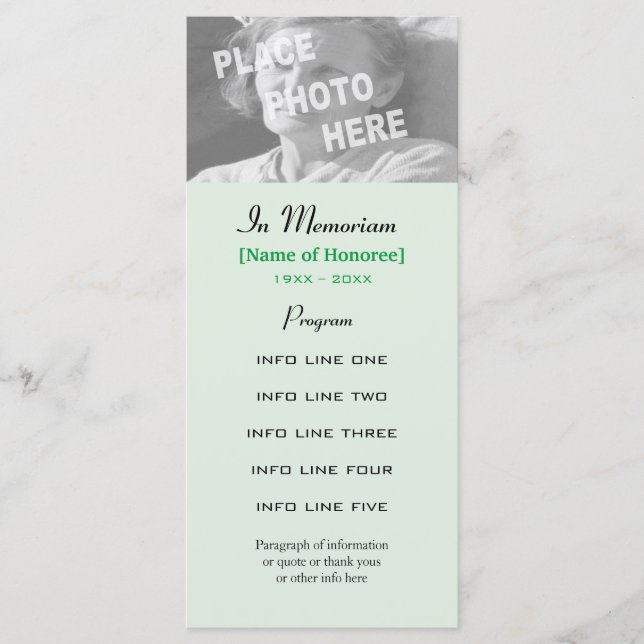 Cartão do programa de fotografia do serviço memori (Frente)