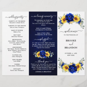 Cartão do Programa Real Blue Sunflower Wedding em