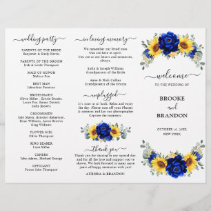 Cartão do Programa Real Blue Sunflower Wedding em