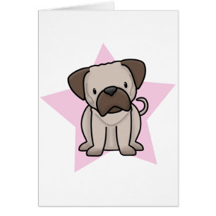 Cartão do Pug da estrela de Kawaii