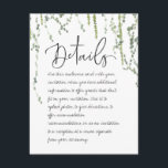 Cartão do receptáculo com detalhes da vinha verde<br><div class="desc">Um belo e minimalista convite da nossa cerimônia de casamento com aquarela pintada com vidros pendurados de marife e cabelos,  delicadamente pendurados de alto,  com uma fonte caligráfica escrita à mão viva que parece que você mesmo escreveu para os títulos e o corpo; o que poderia ser mais romântico.</div>