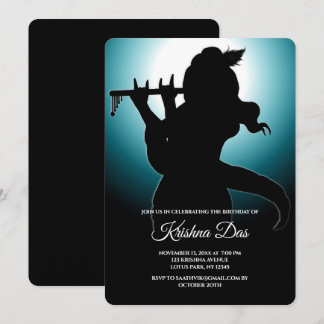 Cartão do Senhor Krishna azul para aniversário - A