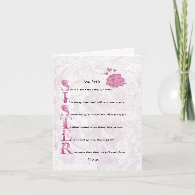 Cartão do sentimento da irmã (Frente)