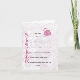 Cartão do sentimento da irmã