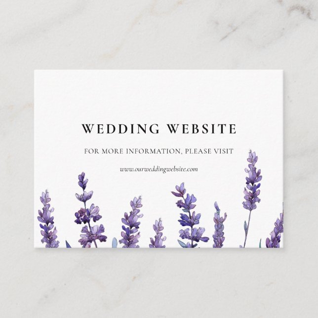 Cartão do site de casamento da lavanda floral eleg (Frente)