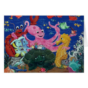 Cartão do Teaparty dos polvo
