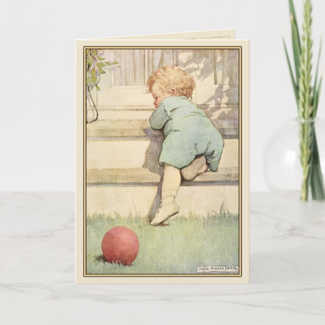 Cartão do vintage com ilustração doce do bebê (Frente)