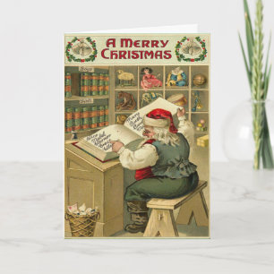 Cartão do vintage da lista do papai noel