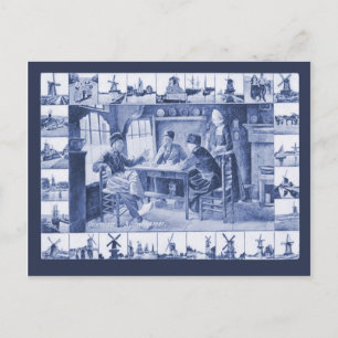Cartão do vintage da réplica, design azul de Delft