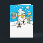 Cartão do White Christmas do pântano<br><div class="desc">O pântano é congelado sobre para o Natal este ano! Olhe para fora para a neve verde. Mais desenhos animados @ www.swamp.com.au</div>