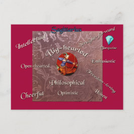 Cartão do zodíaco das características do Sagitário