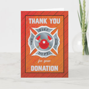 Cartão Doação ao Corpo de Bombeiros em Vermelho Obrigado