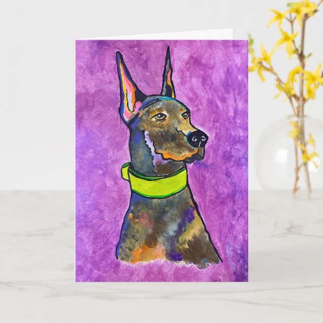 Cartão Doberman  (Flor Amarela)