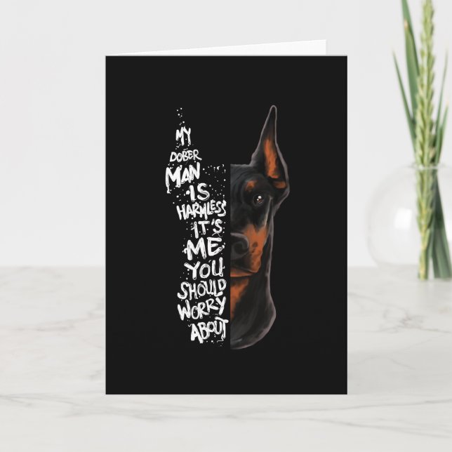 Cartão Doberman Dog Dizendo Presente Sem Prejuízo (Frente)